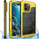 Marrkey Waterproof Case for iPhone 16 Pro Max, Heavy Duty Durable Metal Full Body Built-in Screen Protection Case Shockproof Dustproof Rugged Military Grade Defender for iPhone 16 Pro Max - Yellow