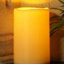 Homemory 6" x 9" Extra Large Outdoor Waterproof Candle with Auto 6-Hour Timer, No Remote, Ivory Plastic Made, Long Last for Half A Year