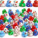 Vinsot 96 Pcs Easter Rubber Ducks Bulk Candy Colorful Cruise Bath Toys for Kids, Easter Basket Stuffers, Egg Hunt Fillers, Birthday Party Favors Gift (Christmas)