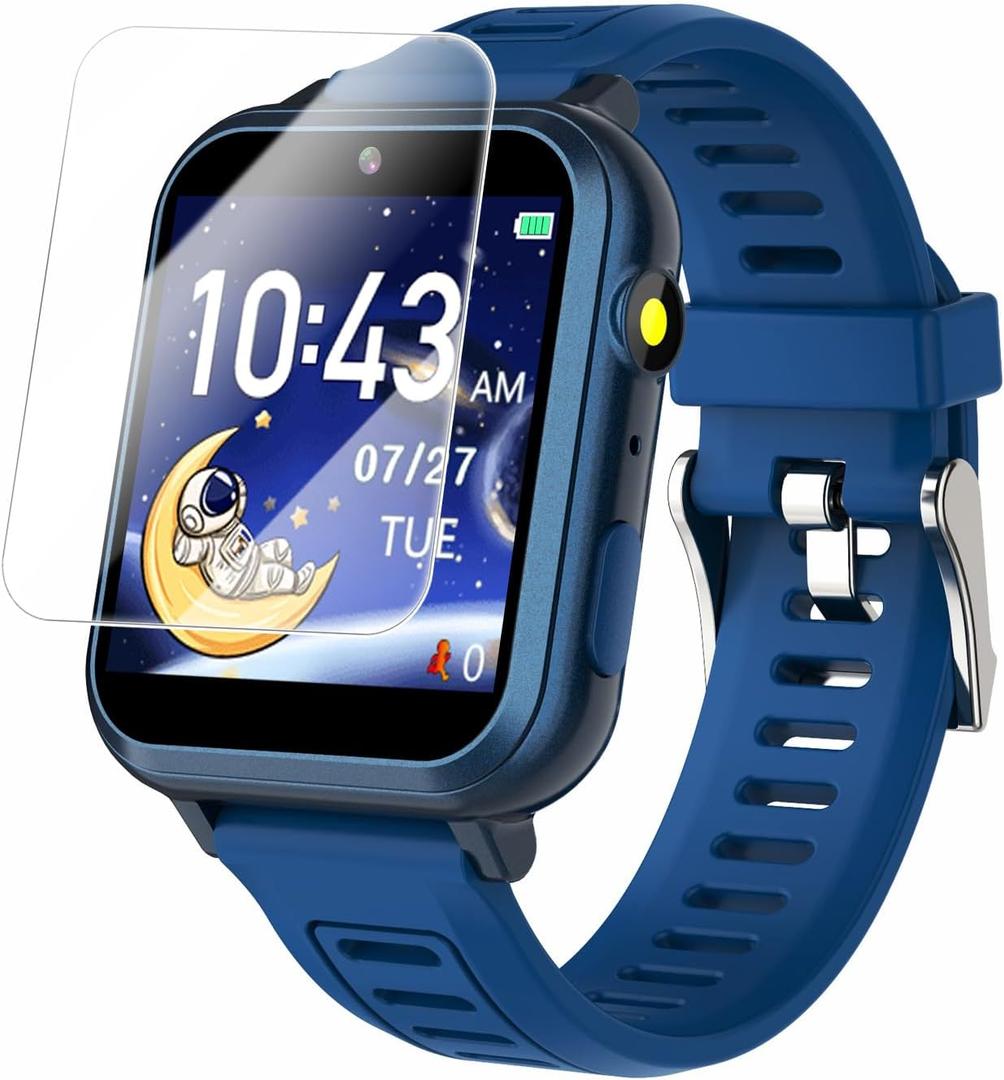 Cosjoype Kids Game Smart Watch for Kids with 39 Puzzle Games HD Touch Screen Camera Music Player Pedometer Alarm Clock Calculator Flashlight 12/24hr Kid Watch Gift for 4-12 Year Old Boys Toys for Kid, Blue
