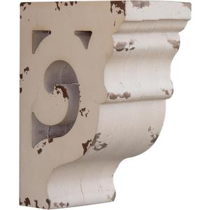 SOFE Corbels for Shelves Shabby Chic White Wood Corbels, Decorative Shelf Brackets Rustic Shelf Farmhouse Decor Distressed Vintage Small Floating Shelves for Wall, Living Room, Retro Wood Bookend