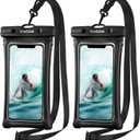 CACOE [Floatable] Floating Universal Waterproof Phone case 2 Pack-Up to 7.0",Phone Pouch with Adjustable Neck Lanyard,IPX8 Cellphone Dry Bags for Beach Pool SwimmingBlack+Black
