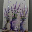 Farmhouse Bathroom Canvas Wall Art Relax Soak Unwind Wall Decor Picture Rustic Mason Jar and Butterfly Purple Lavender Posters Prints Home Bathroom Decoration 16x24in