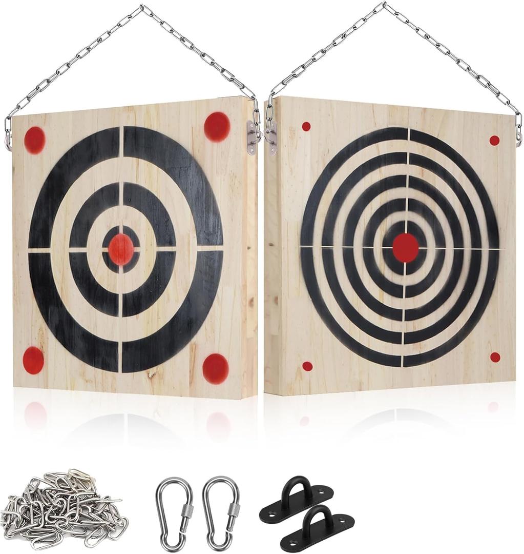 Heavy Wooden Axe Throwing Target & Flying Knife Throwing Target with Handles