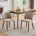 GarveeHome Wooden Upholstered Dining Chairs Set of 2 Modern Dining Chairs Fabric Kitchen Chairs with Curved Backrest & Solid Rubber Wood Legs, Padded Dinner Room Chairs Tool-free Installation, Beige