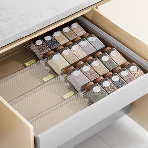 PanPanPal Spice Drawer Organizer, 8 Pack Clear Seasoning Organizer Rack, Expandable From 11" to 22" Wide Kitchen Spice Rack Organizers for Drawer, Countertop (Jars Not Included)