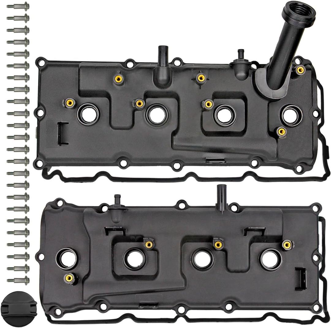 MITZONE Upgrade Aluminum Valve Covers kit Compatible with 2004-2016 Nissan Armada Pathfinder Titan NV2500 NV3500 Infiniti QX56 5.6L # 13264-ZE01A 13264-ZE00A
