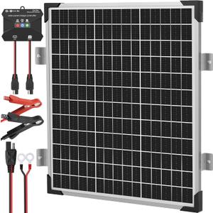 Voltset Solar Panel Kit 50W 12V, Solar Battery Trickle Charger Maintainer, Waterproof Solar Panel + Upgrade Charge Controller + Mount Bracket for Boat RV Motorcycle Marine