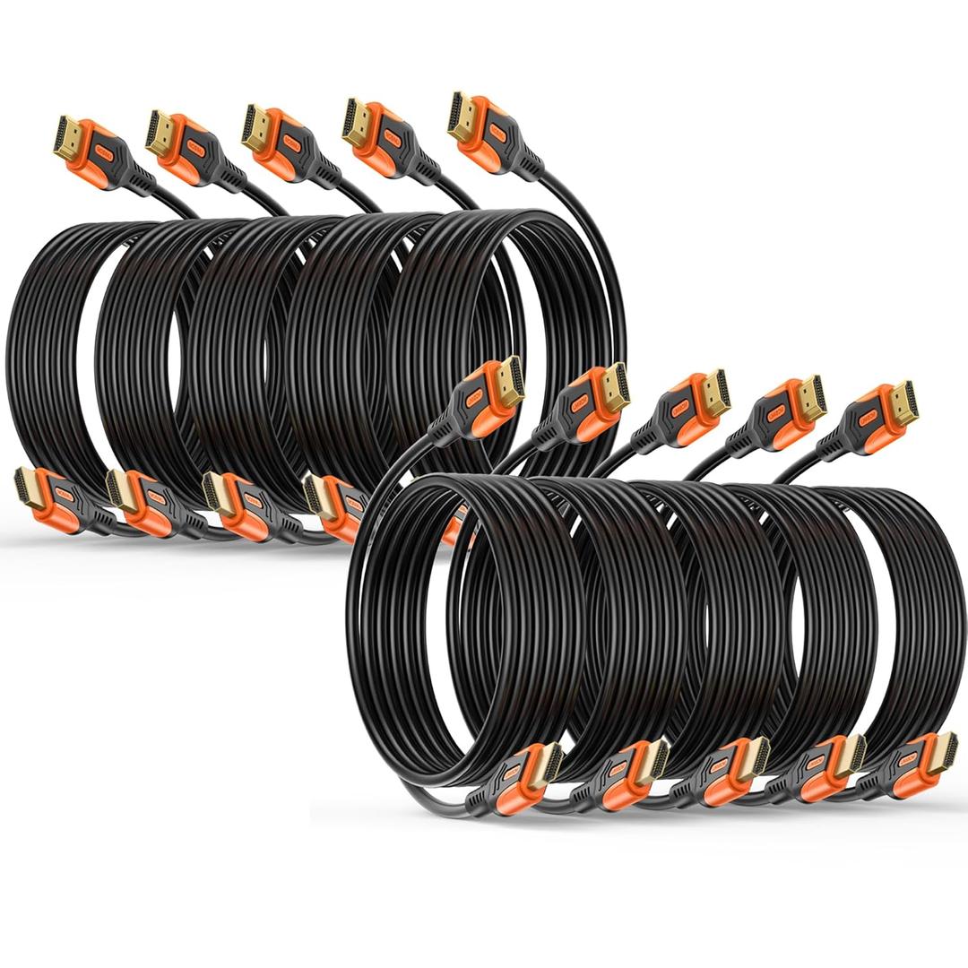 4K HDMI 2.0 Cable 10FT 10-Pack, High Speed 18Gbps HDMI Cord, Support 4K@60Hz & 2K@240Hz, HDR10, 3D, ARC, Dolby, DTS, HDCP 2.2 for PS5, Xbox, Switch, TV, PC, Monitor, Graphics Card