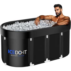 Upgrade 129 Gal XL Large Oval Ice Bath Tub for Athletes, Collapsible Cold Plunge Tub-Multiple Layered for Post-Exercise Recovery, Portable Bathtub for Home, Gyms, Indoor, Outdoor use (Black)