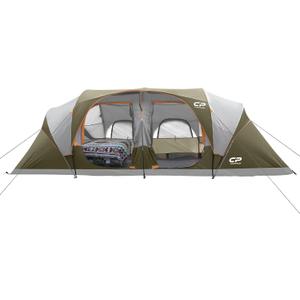 CAMPROS CP Tent 12-Person-Camping-Tents,3 Room Family Tents,Waterproof Windproof Family Tent with Top Rainfly,6 Large Mesh Windows,Double Layer,Easy Set Up, Portable with Carry Bag-20' x 9' x 72"(H)