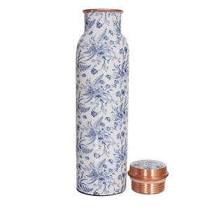 SHIFU HANDICRAFT Copper Water Bottle 34 Oz Large Copper Water Bottle For Drinking 100% Pure Ayurvedic Multicolor Vessel For Leak-Proof Lid Bottle for Yoga, Gym, Office, Home & Travel (NAVY BLUE)