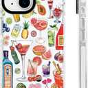 for iPhone 13 & iPhone 14 Case [Military-Grade Drop Protection/Tropical Soft TPU Protective/Camera Protection/for Women & Girls]-Summer Vibes Cocktail Collage Design