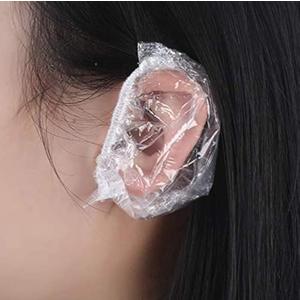 62PCS Ear Protector Caps Disposable Elastic Clear Shower Water Ear Covers Large For Hair Dye, Shower, Bathing, Spa Home Use Hotel and Hair Salon