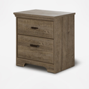 Versa 2-Drawer Nightstand, Materials: Laminated particleboard
Care Instructions: Clean with a soft dry cloth
Dimensions: 23 x 17.75 x 25.25 in.
Brand: South Shore Furniture