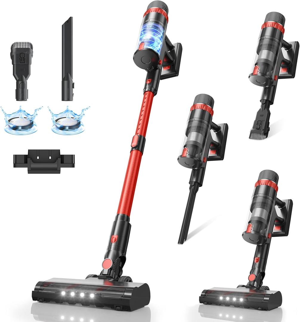 Cordless Vacuum Cleaner, 560W/48KPa/70Mins Vacuum Cleaners for Home, Self-Standing Stick Vacuum with Smart Touch Screen, Rechargeable Lightweight Vacuum for Pet Hair, Carpets, Hard Floors