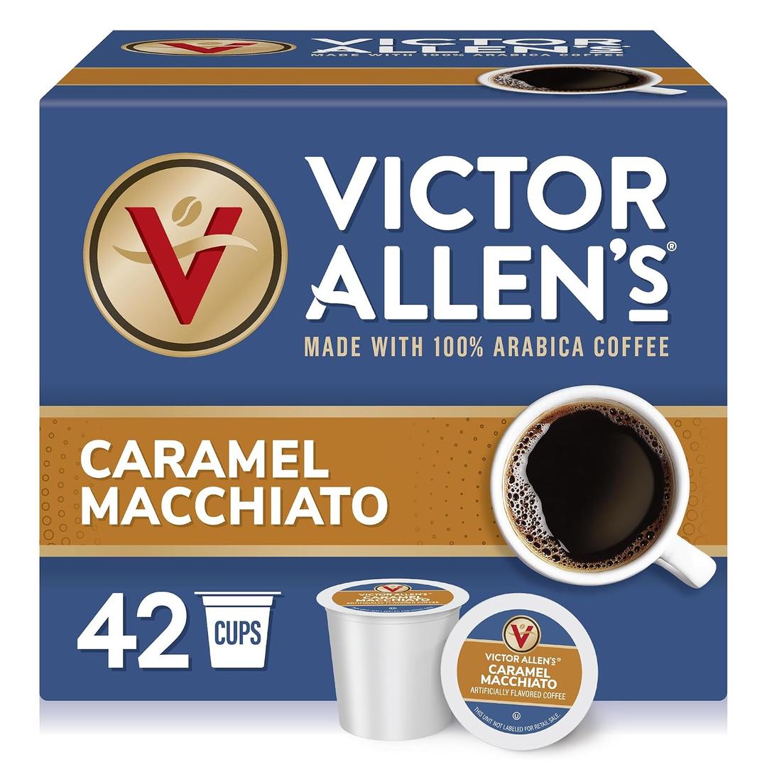 Victor Allen's Coffee Caramel Macchiato Flavored, Medium Roast, 42 Count, Single Serve Coffee Pods for Keurig K-Cup Brewers (EXP 06/21/26)