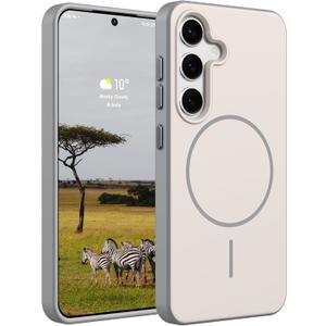 Rayboen Magnetic Case for Samsung Galaxy S24 Plus, Compatible with Magsafe, Matte Skin-Feel Solid Dual-Tone Integrated Hard PC Shell, Durable Shockproof Protective Phone Cover for S24+, Matte White