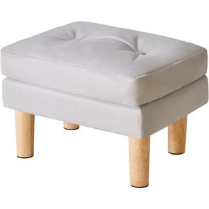 YMYNY Small Footstool Ottoman, Faux Leather Footrest with Sponge Padded Seat, Step Stool, Removable Soft Sofa Stool, Modern Change Shoes Stool 16.34" D  12.4" W12.6" H Gray UHBD041G (Grey)