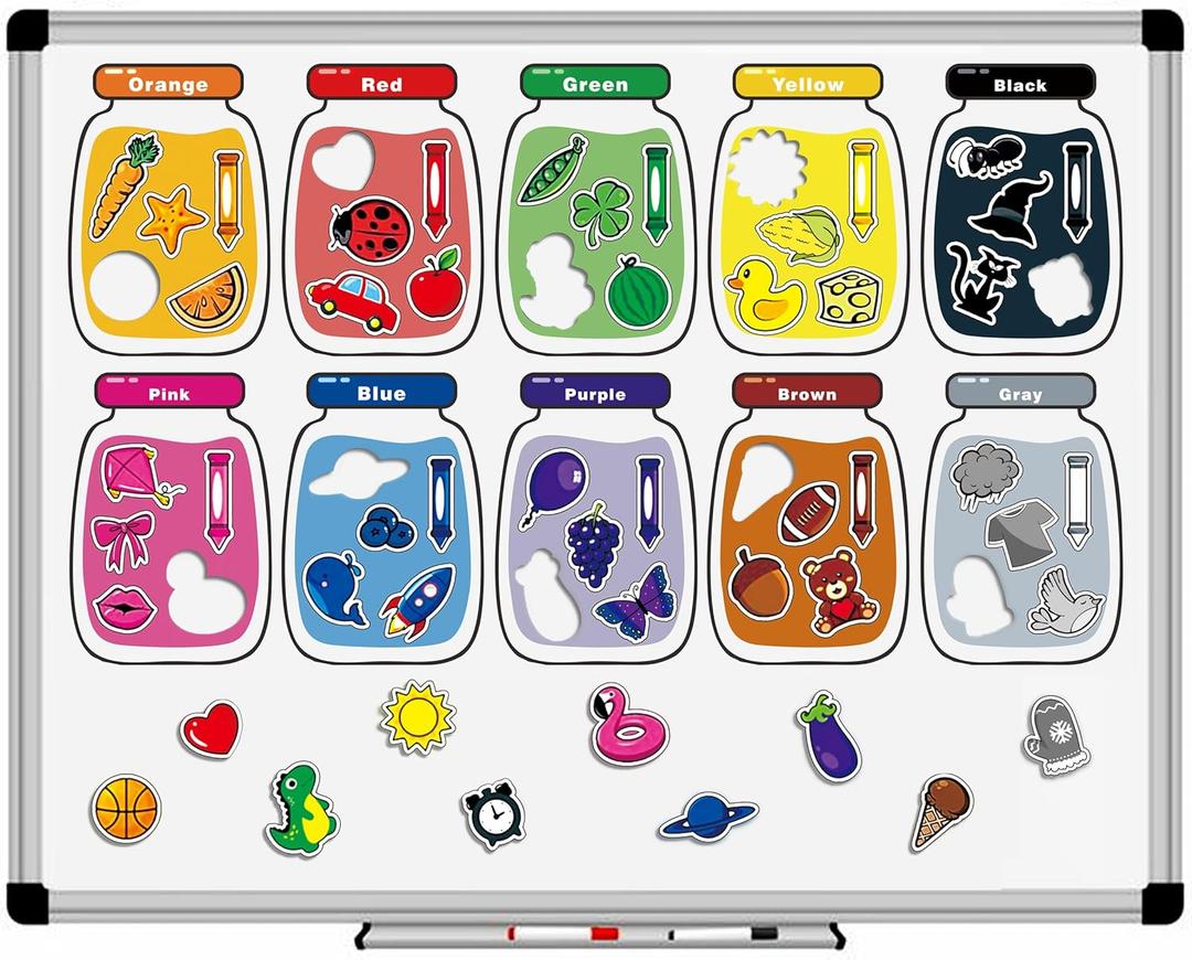 10 Pieces Magnetic Color Recognition Sorting Set, Educational Magnets for Refrigerator Whiteboard, Fine Motor Skills Toys for Boys Girls 3 4 5 Years Old
