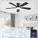 ZMISHIBO 42 Inch Ceiling Fan with Light, App&Remote Control, Flush Mount Low Profile, Dimmable 20W LED Light, Quiet Reversible Motor for Bedroom, Living Room, Apartment, Black
