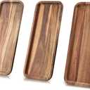 Set of 3 Solid Acacia Wood Serving Trays(14.5 x 5.5 inches) Rectangular Wooden Serving Platters for Dessert, Food, Vegetables, Fruit, Charcuterie, Appetizer Serving Tray, Cookie Platter Cheese Board (14.5" *3pcs)