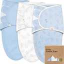 KeaBabies 3-Pack Organic Baby Swaddle Sleep Sacks - Swaddles for Newborns, Infant 0-3 Months, Baby Girls, Boys, Soft & Snug Newborn Sleep Sack, Nursery Swaddling Blankets (Abc Land Cloud)