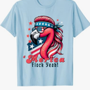 Merica Flock Yeah Funny Flamingo Mullet 4th of July Usa Flag T-Shirt (Small)
