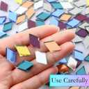 Vicenpal 300 Pcs Mosaic Tiles for Crafts Bulk Small Glass Mirror Colorful Diamond Shape Pieces Mini Mosaic Rhombus Tiles for DIY Pool Wall Door Home Art Decorations