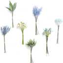 Ling's moment Artificial Greenery Stems Box Set, 55pcs with 8 Kinds of Faux Greenery Picks for DIY Bridal Bouquets Wedding Floral Arrangement Table Centerpieces, Navy & Cream