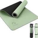 Gruper Yoga Mat Non Slip, Eco Friendly Fitness Exercise Mat with Carrying Strap,Pro Yoga Mats for Women,Workout Mats for Home, Pilates and Floor Exercises (0.24*24*72 Inches, Matcha Green / Black)