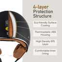 Retro Bluetooth 3/4 Open Face Motorcycle Half Helmet for Men Women - Dual Visors DOT Approved Lightweight Vintage Motorbike Helmet for Scooter Moped ATV Street Dirt Bike Commuting (Black, XL)