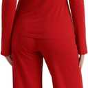 BWQ Sexy 2 Piece Outfits for Women Long Sleeve Wide Leg Pants Casual Lounge Matching Sets (Red, M)