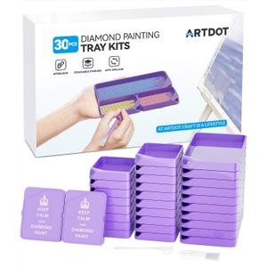 ARTDOT 30-Piece Stackable Tray Set Diamond Art Kits for Adults, Interlocking Diamond Painting Accessories and Tools(Purple)
