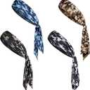 Jutom 4 Pieces Tie Headbands for Men Women Sports Bandana Hair Band Camo Headbands Elastic Sweat Wicking Karate Adjustable Non Slip Hairband for Yoga Workout Running (Cool Color)