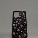 Wildflower Cases - Black & Pink Floral Case, Compatible with Apple iPhone 12 Pro Max | Vintage, Black, Pink, Trendy, Cute - Protective Black Bumper, 4ft Drop Test Certified, Women Owned Small Business