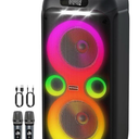 Japouca Bluetooth Speaker with 2 Wireless Microphones Two 8 Speaker Portable Sound System for Music Singing and Entertainment at Home or Outdoor Parties