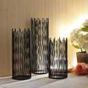 Black Iron Candelabra Candle Holder: Metal Centerpiece Decor - 5 Arm Candle Holder Stand for Pillar Candles