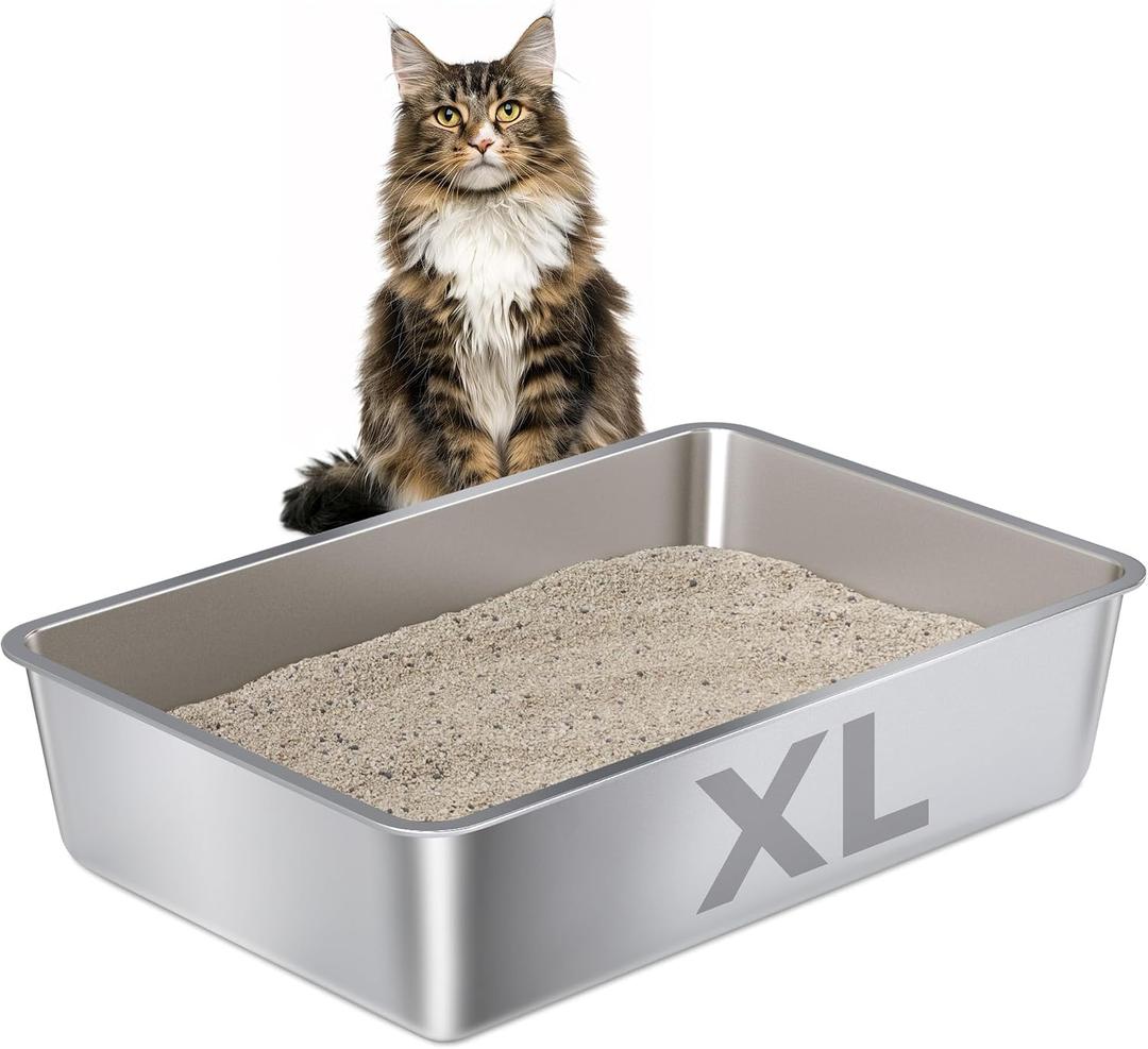 Stainless Steel Litter Box XLarge Big Cats,XL Metal Cat Litter Box
