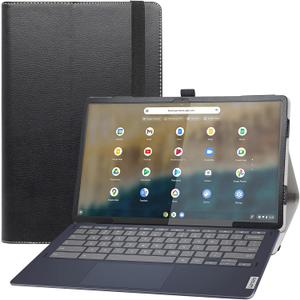 Bige for Lenovo IdeaPad Duet 5 Chromebook 13.3 Case,PU Leather Folio 2-Folding Stand Cover for Lenovo IdeaPad Duet 5 Chromebook 13.3" 2-in-1 Tablet,Black