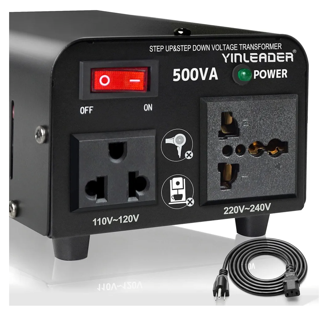 Yinleader 500W Voltage Transformer Power Converter(110V to 220V, 220V to 110V) Step Up/Down Converter 110/120 Volt - 220/240 Volt w/US Power Cord [300W Continuous Power]