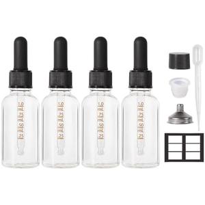 Pack of 4, StellaCare 4 Pcs, 1 ounce Dropper Bottle Glass Bottles with Dropper Small Glass Bottles with Lids Oil Dropper Bottle Travel