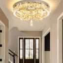 Modern Crystal Chandelier LED 2-Tier Flush Mount Ceiling Lighting Dimmable Pendant Light for Living Room Bedroom Dining Room Entryway Hallway, 20 inch