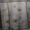 3 Pack Modern Framed White Daisy Floral Wall Art – Natural Beige Watercolor Wildflower Canvas Paintings – Elegant and Soft Floral Botanical Wall Decor for the Living Room