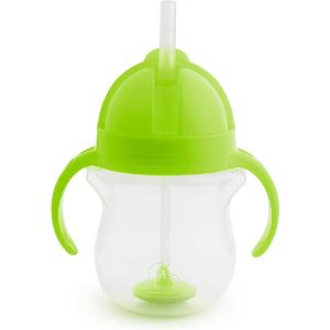 Munchkin Any Angle Sippy Cup for Toddlers, Spill Proof Weighted Straw Cup with Transition Handles for Babies 6 Months and Up, 7 Ounce, Green (1 Count)