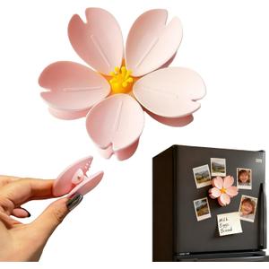 2 x Bag Clips for Food, 10 Clips in 2 Sakura Flowers - Magnetic Refrigerator Magnets, Strong Sealing Kitchen Organization for Chip Bag, Notes, as Fridge Decor