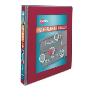 Avery® Ultralast® Binder, 1" One-Touch Slant Rings, 275-Sheet Capacity, Red (79736)
