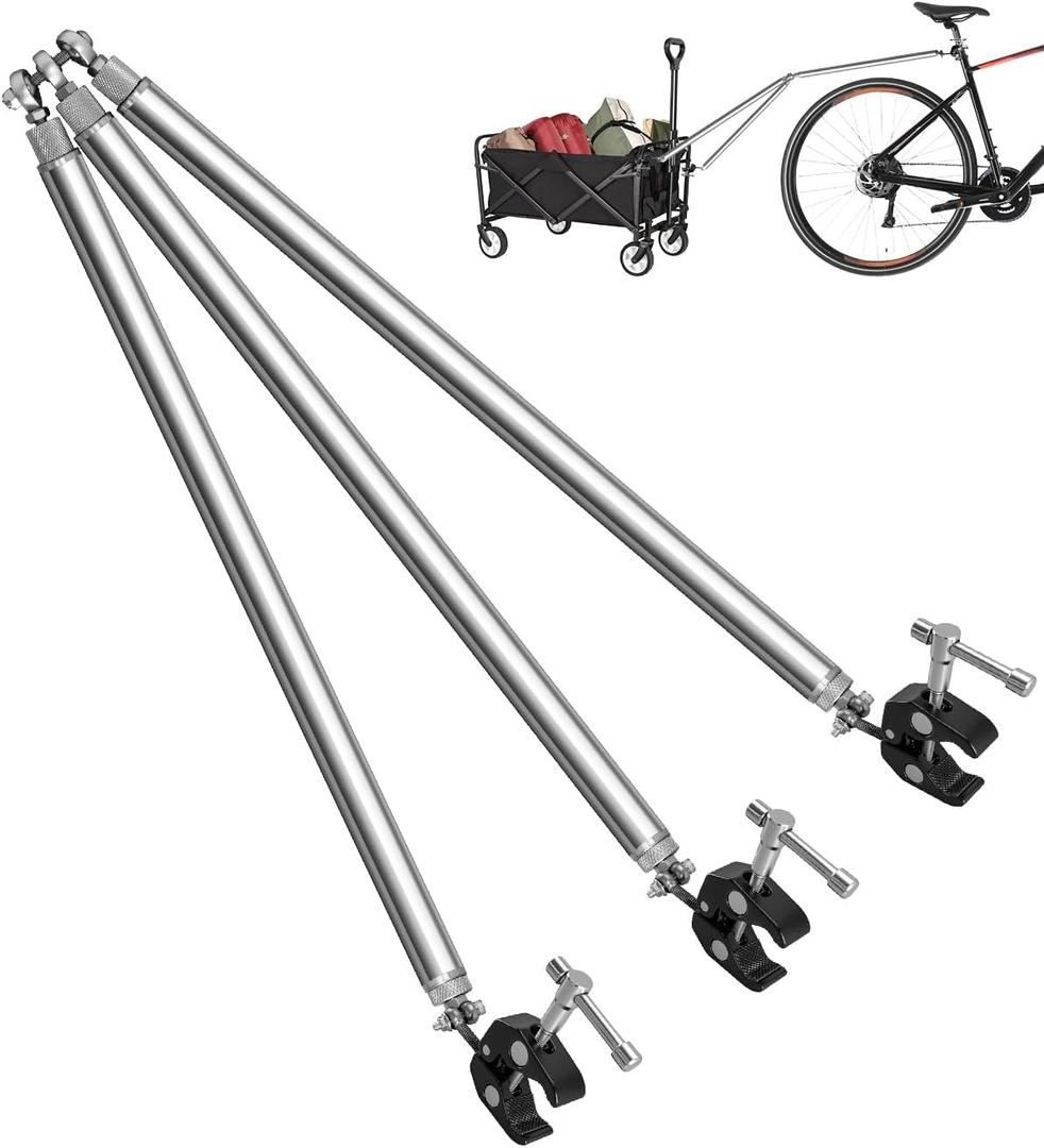 Bike Trailer Hitch Connector Compatible with Bicycles Electric Bikes Scooter with Rear Luggage Rack, Portable Folding Bicycle Trailer for Camping Grocery Sports Shopping with Quick Release Clamps