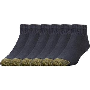 GOLDTOE Men's 656P Cotton Ankle Athletic Socks, Multipairs, Black (6-Pairs), X-Large