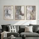 Aryroi Large Abstract Grey and Beige Framed Canvas Wall Art,Neutral Brush Stroke Wall Decor,Natural Modern Color Block Artwork,Minimalist Nordic Art Print for Living Room,Bedroom,Office- 24"x36"x3